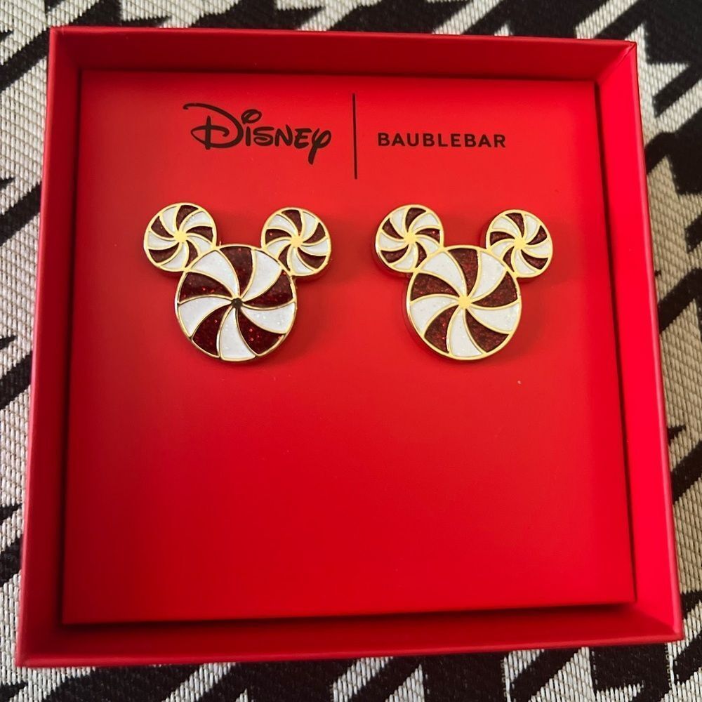 Disney x Baublebar Candy Cane Mickey Earrings